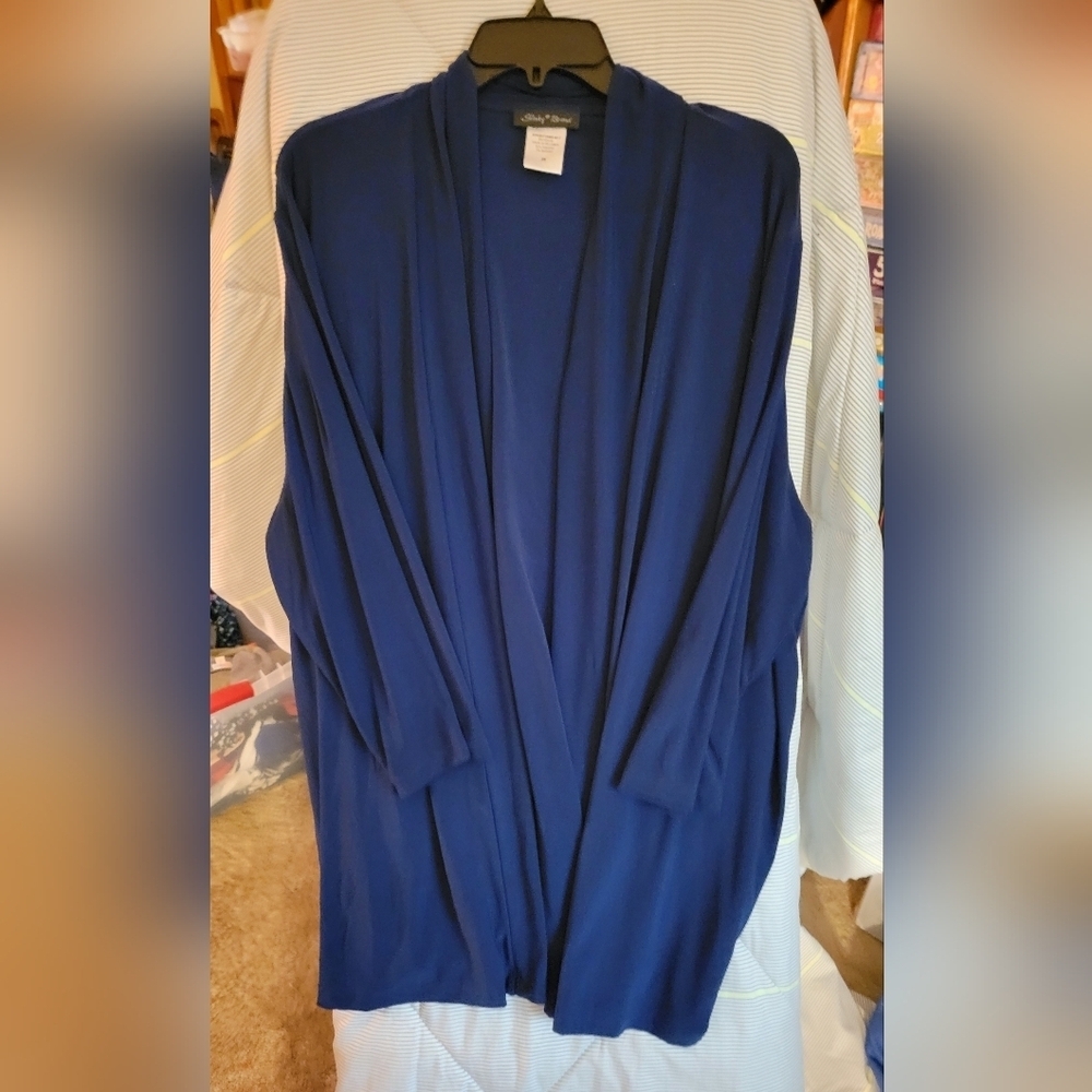 Slinky Brand Blue 3/4 Sleeve Jacket 2X